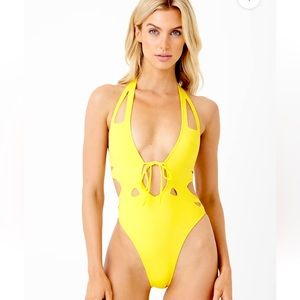 GIGI C Yellow Cutout One-Piece Swimsuit